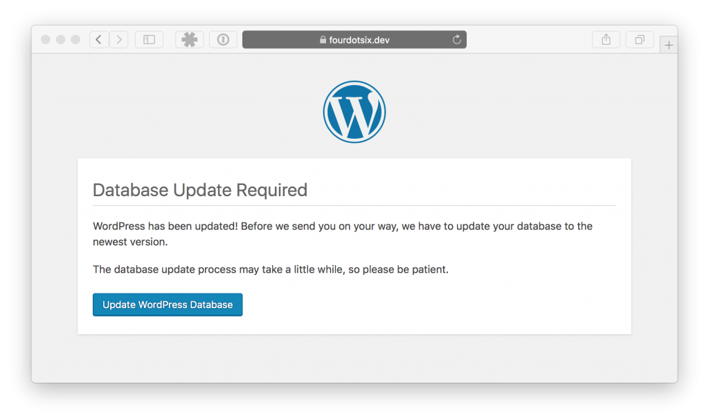 wordpress database upgrade