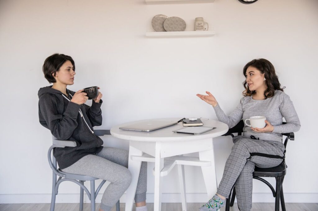 woman drinking coffee