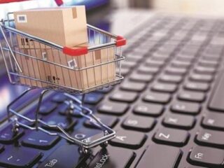 shopping cart on a keyboard