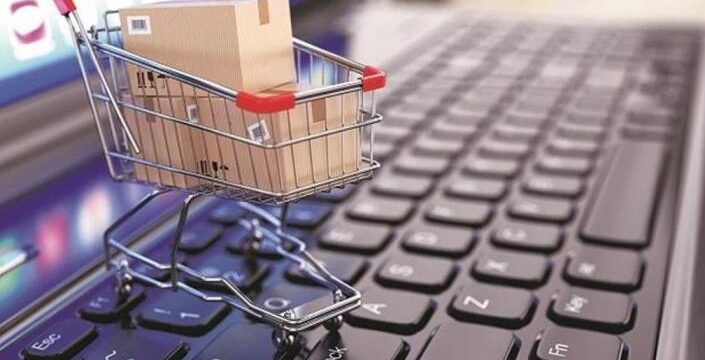 shopping cart on a keyboard