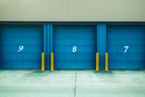 Blue storage units with numbered doors, offering secure space for storing items